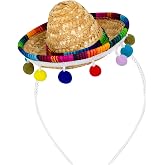 Melisheer Sombrero Party Hats, Classic Cinco De Mayo Mini Mexican Party Hat with Headband for Fiesta Party Costume