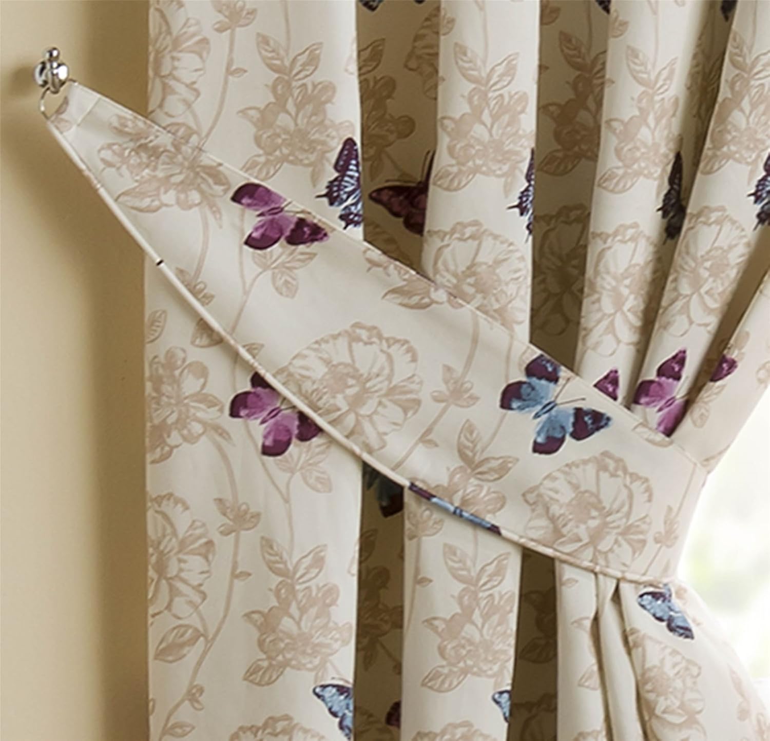 Homescapes Luxury Mauve Cream Curtain Tie Backs Set Of 2 Small
