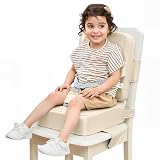 HOMEAL Toddler Booster Seat for Dining Table - Toddler Dining Cushion with Wipeable Surface -Booster Seat for Kitchen Chair with Easy-Install Straps - Breathable Fabric - Beige