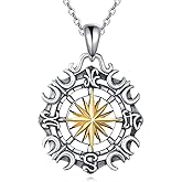 JBAERD Sterling Silver Viking Raven/Wolf/Mjolnir Necklace Norse Pagan Viking Jewelry Gift for Men Women