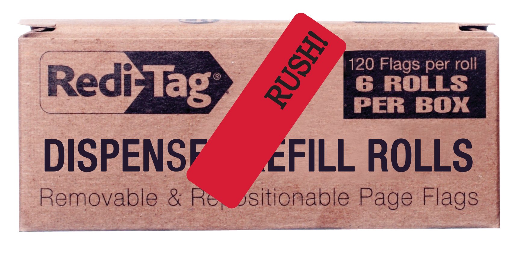 Redi-Tag Rush Non-Arrow Dispenser Flags, 6 Roll Refill, 120 Flags per Roll, 1-7/8 x 9/16 Inches, Red (91021)