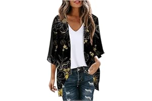 EWASWON Hawaiian Shirts for Women 2024 Summer Casual Cardigan Tops Chiffon Flowy Beach Cover Ups Boho Lightweight Floral Kimonos