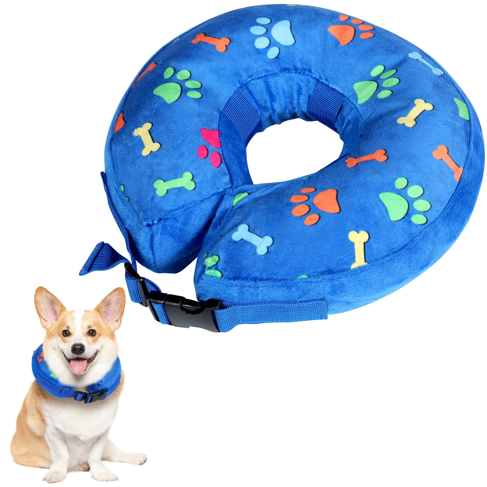 ANWA Inflatable Recovery Collar for Medium Dogs and Cats - Adjustable, After Surgery Pet Protection Cover Cone