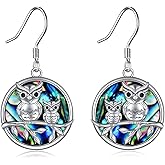 925 Sterling Silver Owl/Bee/Dragonfly/Flamingo/Butterfly/Dragon/Bat/Hummingbird/Fox/Penguin/Ladybug/Mermaid/Cat Earrings Dangle Drop Animal Earrings Jewelry Gifts for Women