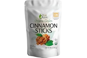 True Organic Ceylon Cinnamon Sticks, 08 ounces, Premium Grade, USDA Organic & Kosher Certified, Non-GMO, Ceylon Cinnamon stick, Pure Ceylon Quality