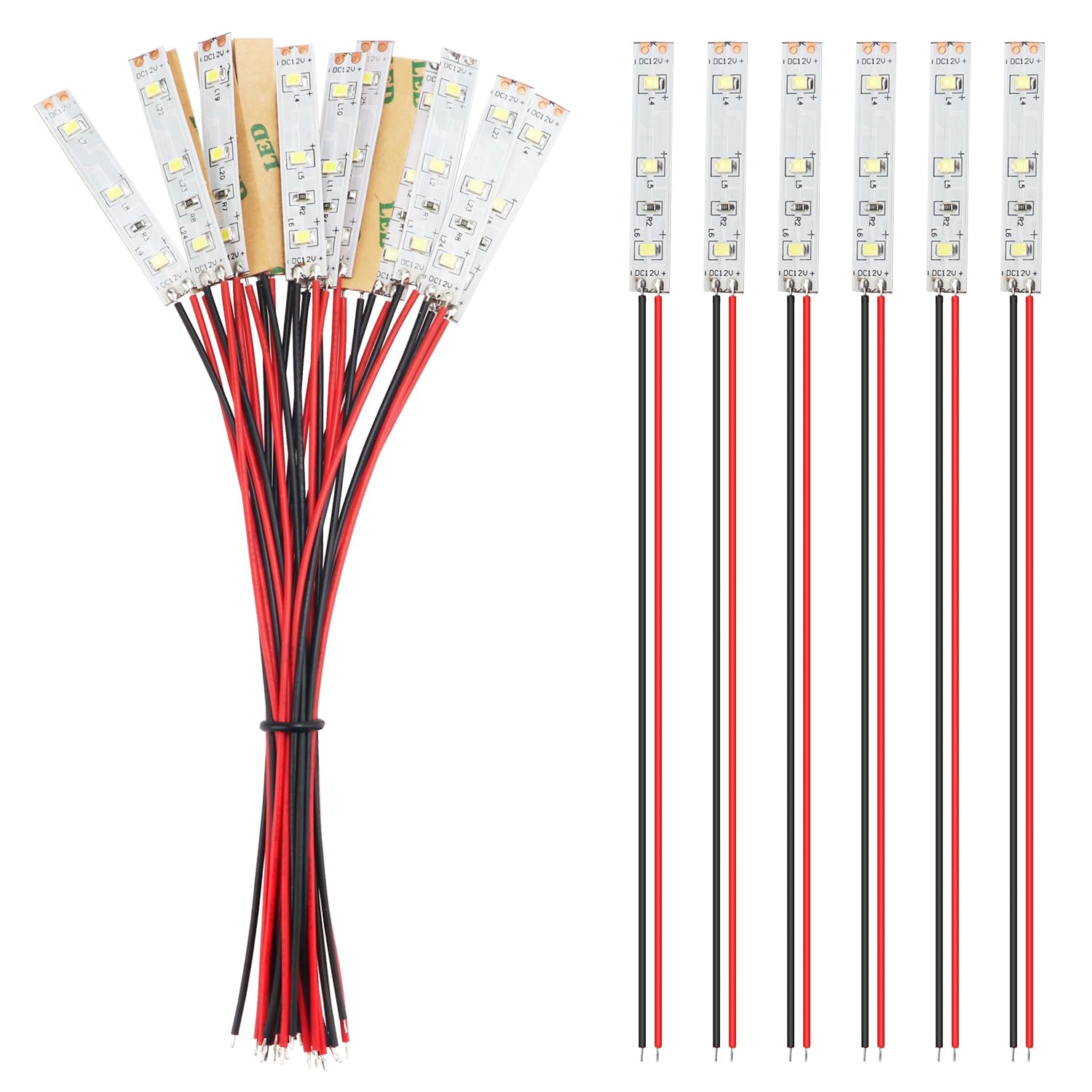YIXISI 15 PCS 50mm Prewired Strip LED, 2335 SMD LED Light, 12V - 18V LED Strip Light, White