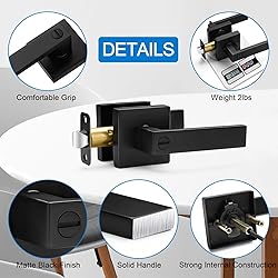 Hasmikit 6 Pack Matte Black Door Handles Privacy