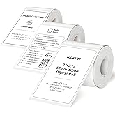NIIMBOT Thermal Label Tape 50×80mm Compatible for NIIMBOT B1 B21 B31 B3S K3, Thermal Sticker Paper 1.96'' x 3.14'' Waterproof Labeling Tape Replacement 95 Labels/Roll, 3 Packs White