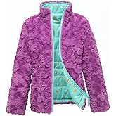 Rokka&Rolla Girls' Reversible Water-Resistant Teddy Sherpa Fleece Puffer Jacket Winter Coat