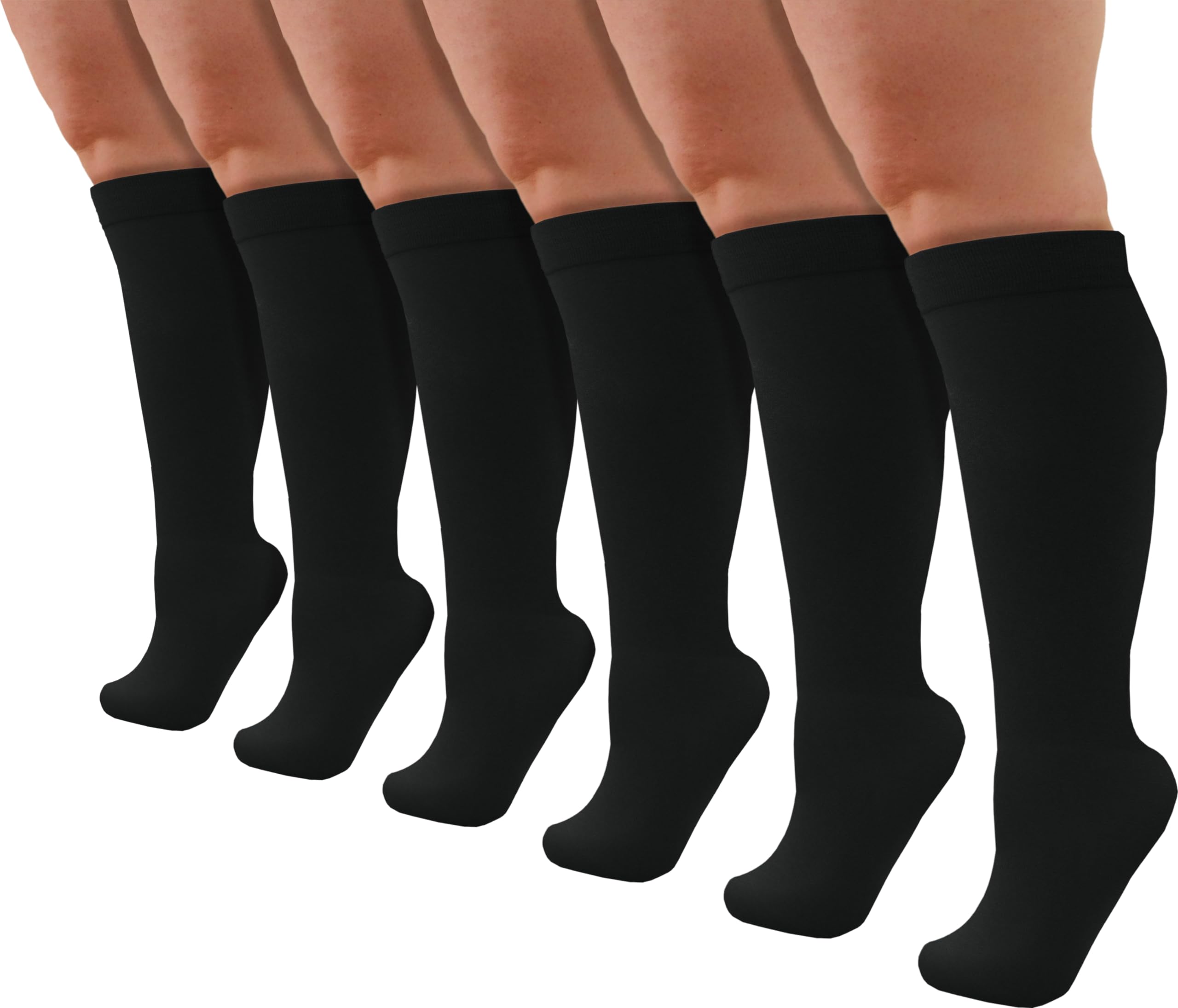 Photo 1 of Winterlace Womens Queen Size Trouser Socks, 6 Pairs Knee High Dress Socks Stretchy Silky Soft (US, Alpha, Queen, Plus, Regular, Black)