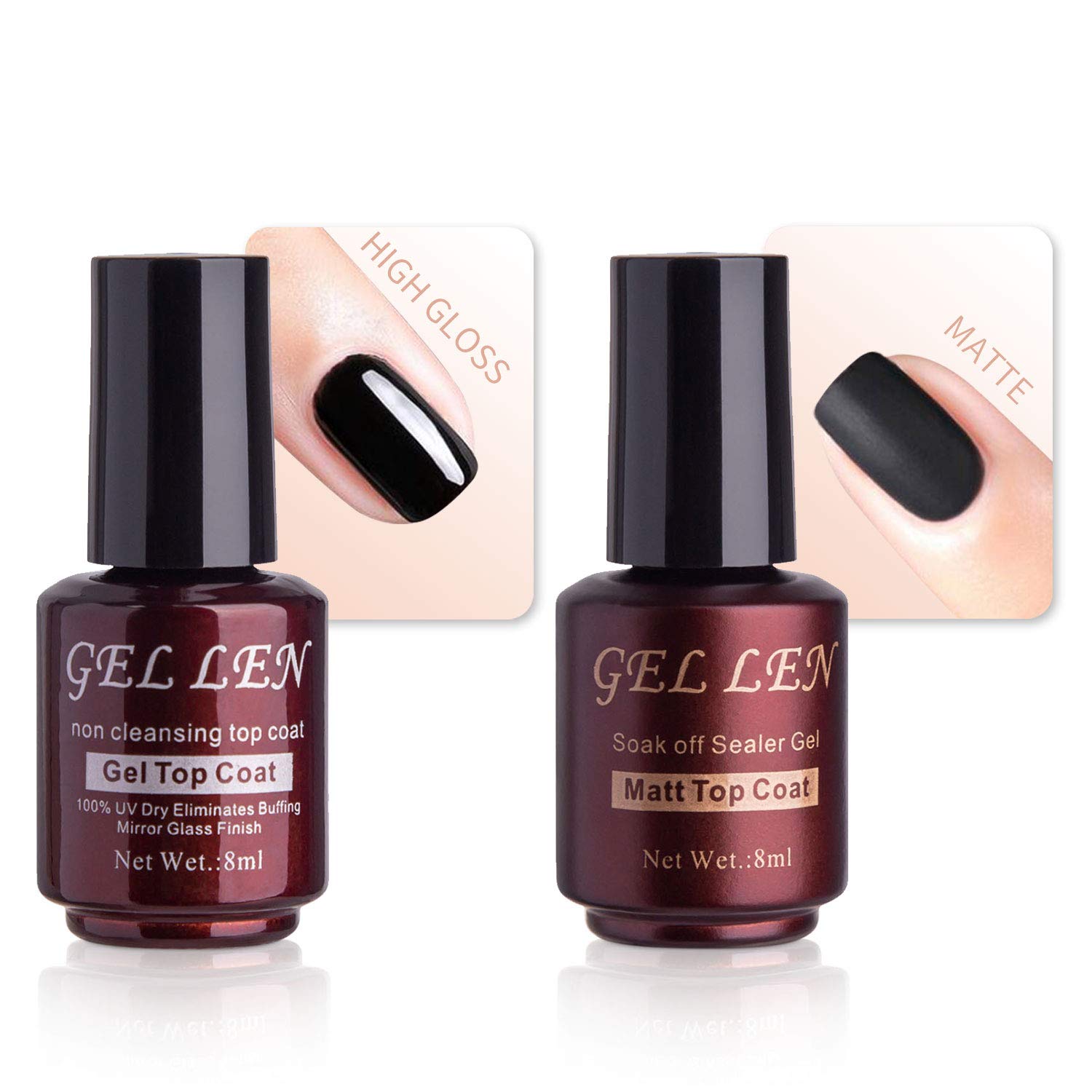 Matte Top Coat Gel amazon com gellen no wipe matte top coat and high gloss shiny top coat for gel nail polish beauty