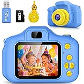 Desuccus Kids Camera Toys Christmas Birthday Gifts for Boys and Girls Kids Toys 3 4 5 6 7 8 9 Year Old HD Digital Video Camera for Toddler with 32GB SD Card (Blue)