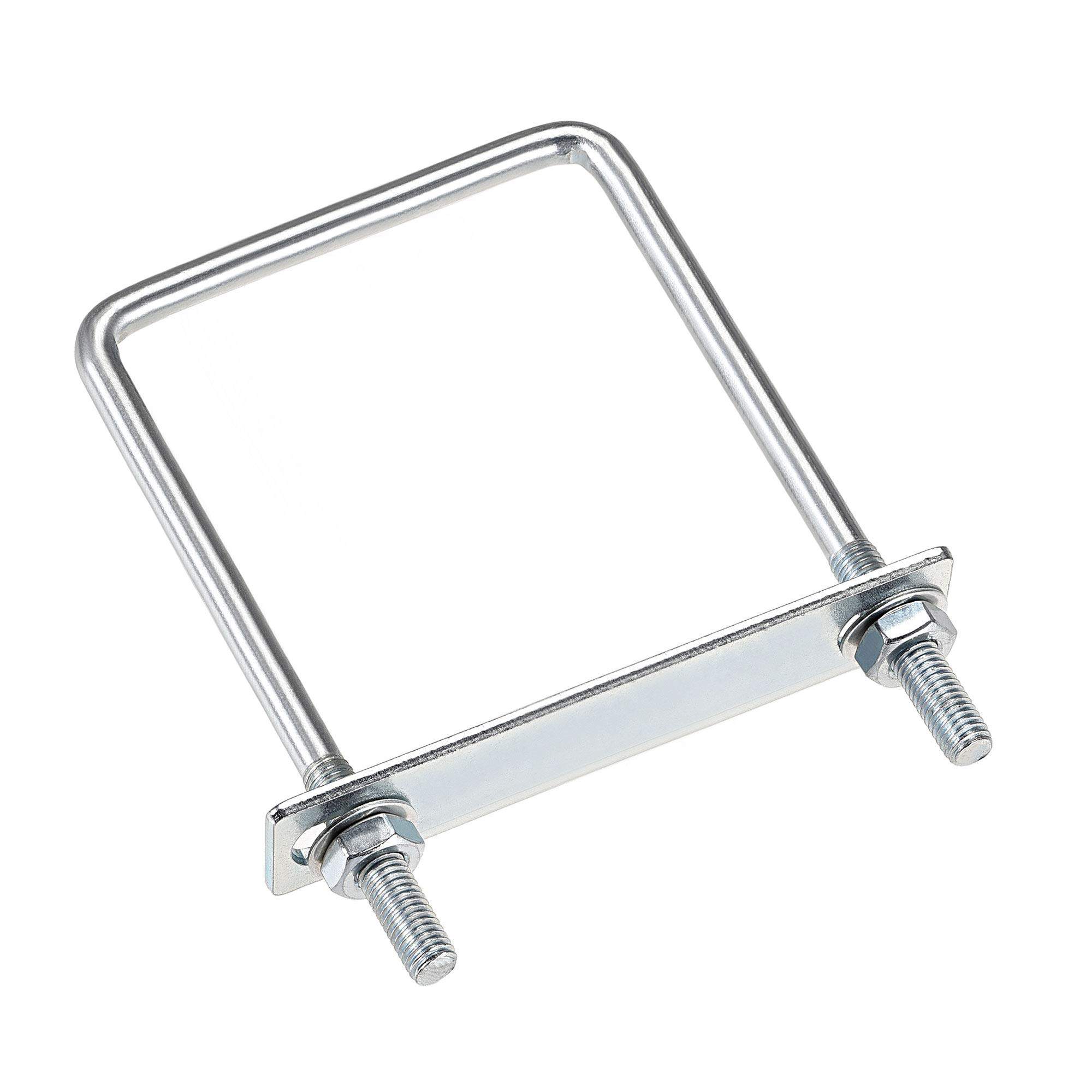 sourcing map Square U-Bolts 3-1/8"(80mm) Inner Width Carbon Steel M8 with Nuts, Frame Plate, Round Washers 4 Set