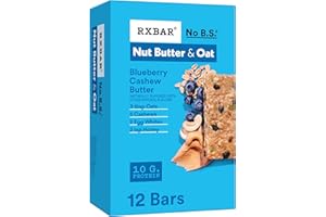 RXBAR Nut Butter and Oat Protein Bars, Protein Snacks, Snack Bars, Blueberry Cashew Butter, 23.2oz Box (12 Count)