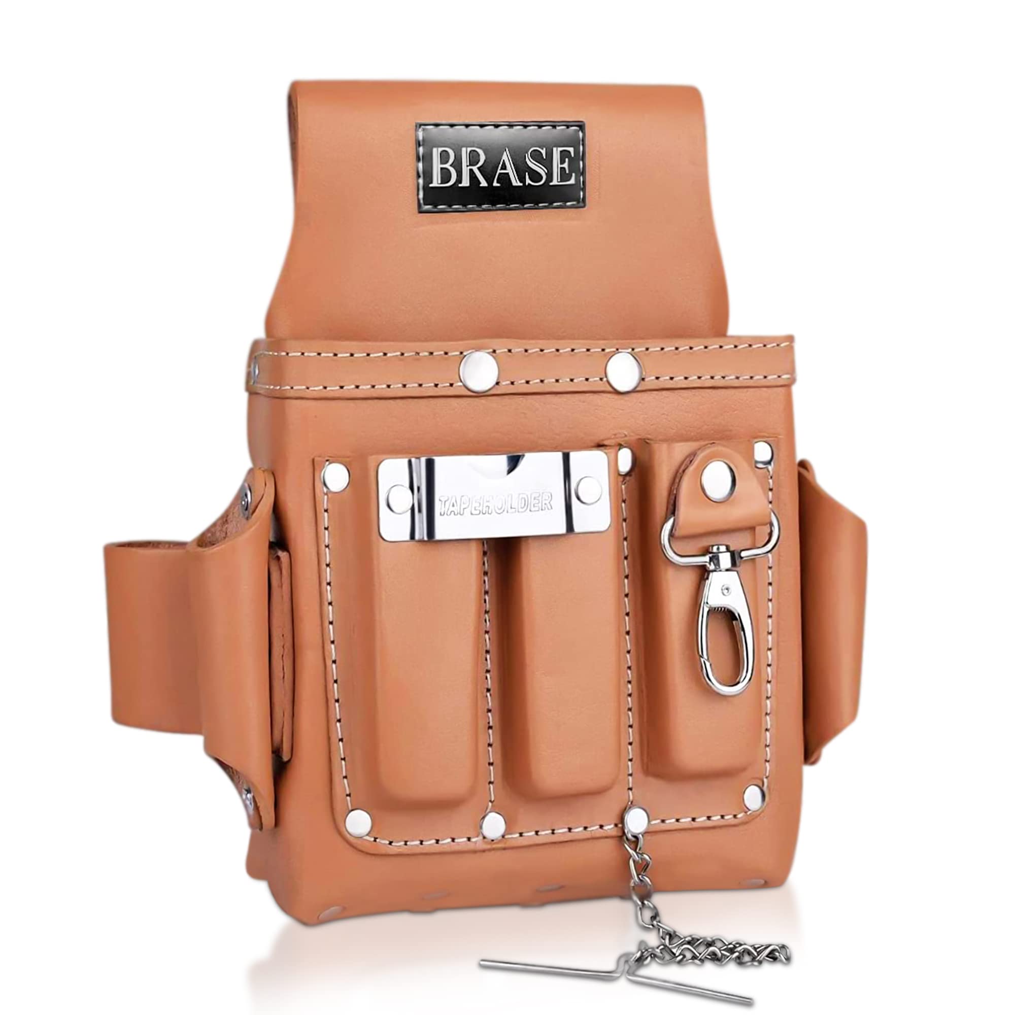 Brase Leather 4 Pocket Electrician Pouch, DIY Belt Storage – Professional Work Pouch for Builders & Technicians — image 1