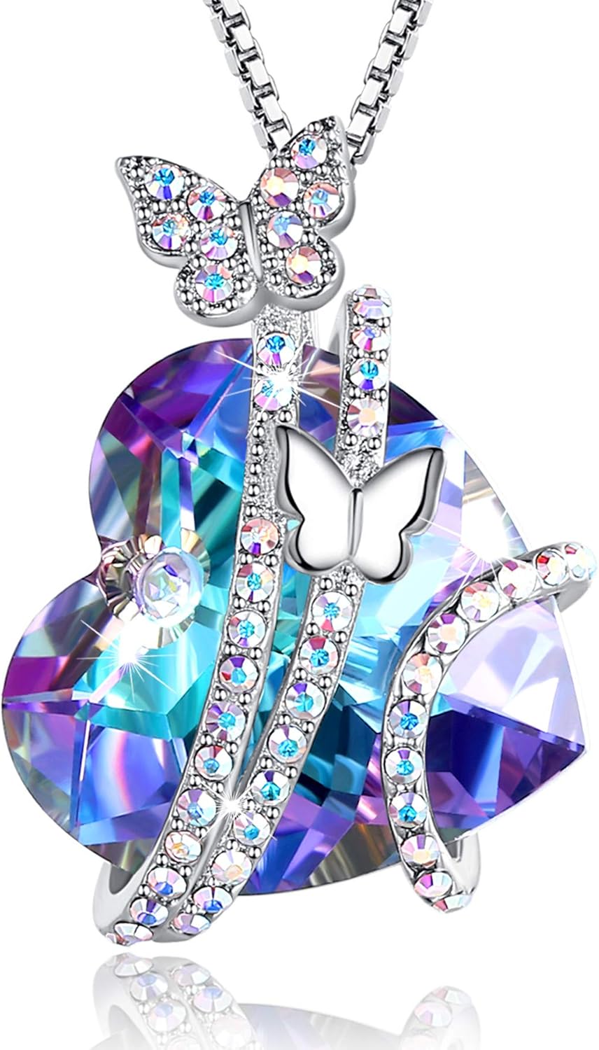 Butterfly Gifts for Her Love Heart Butterfly Necklaces for Women I
