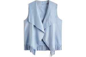 Verdusa Girl's Faux Suede Tassel Vest 70s Hippie Cardigan Cowgirl Fringe Jacket