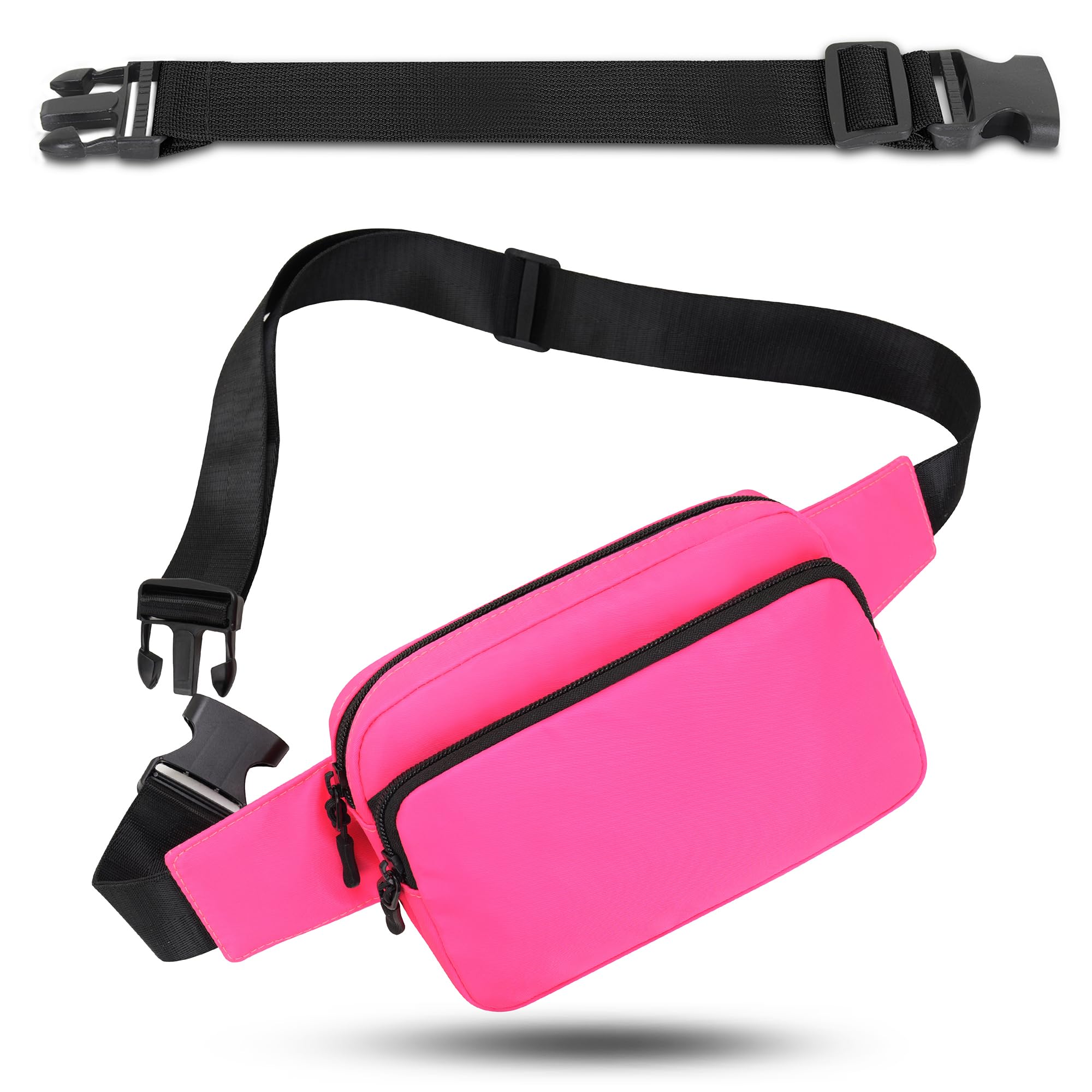 IHIGOGOFA Bumbags Waist Fanny Pack Fashion Bum Bag with 30cm Extended Belt for Dog Walking Climbing Hiking Travel Cycling Girls Ladies Men Women (Rose red)
