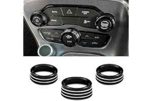 QZTYTY 3PCS Air Conditioner Switch Button Knob Cover, Car Interior Trim AC Knob Cover, Auto Accessories Climate Control Knob Covers Compatible with Dodge Challenger Durango 2015-2022