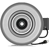 iPower GLFANXINLINE8 8 Inch 750 CFM Inline Duct Ventilation Fan HVAC Exhaust Blower for Grow Tent, Grounded Power Cord, 8", G