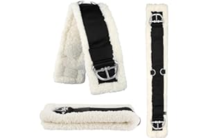 Horse Girth 28" to 34", Saddle Strap with Stainless Steel Buckle, Soft Wool with Non-Slip Nylon Webbing, Designed for English
