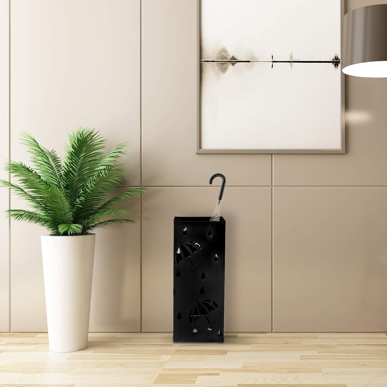 Portaombrelli Acan In Plastica - Colore Nero - 50 X 28 X 28 Cm - Design Arrotondato