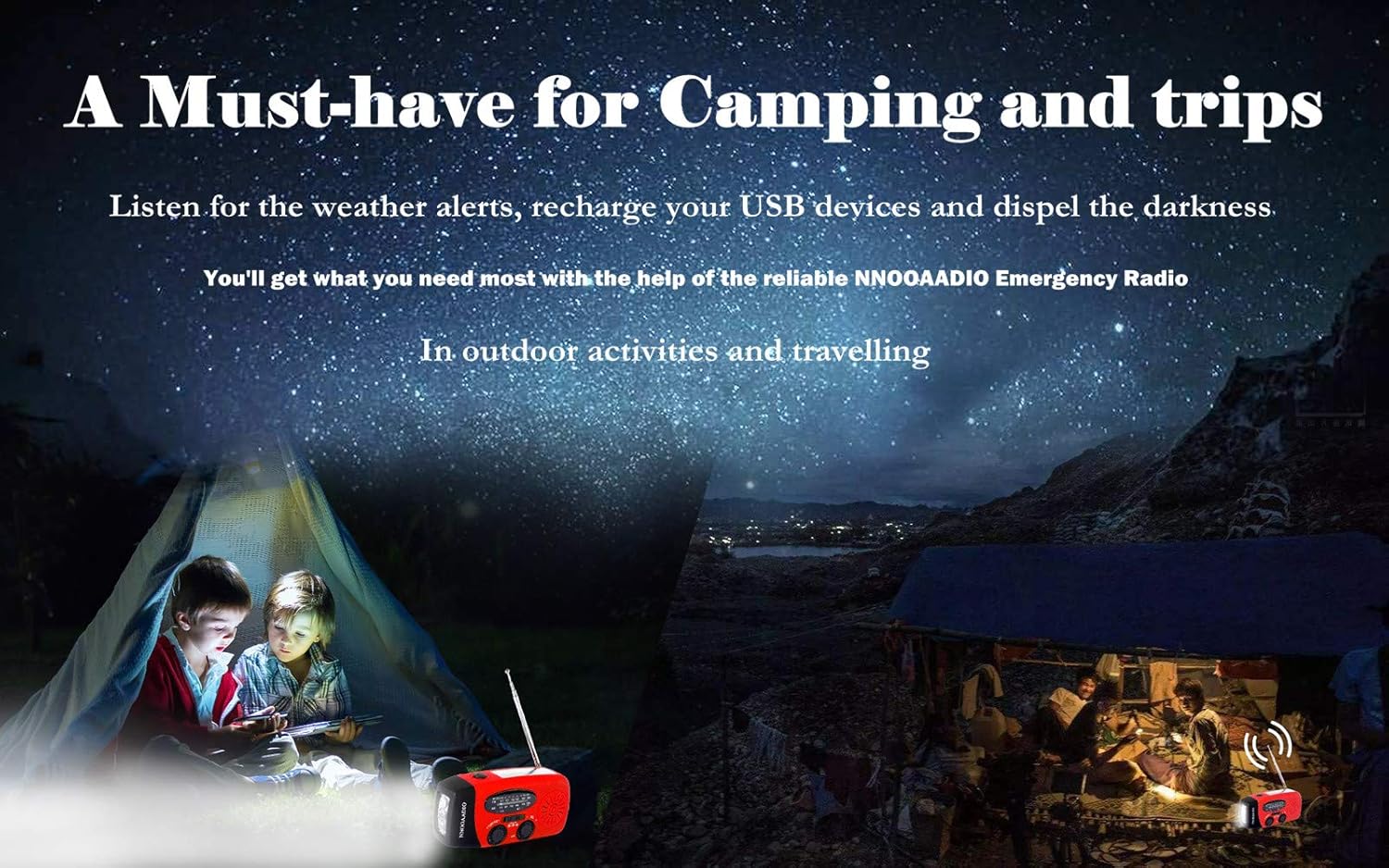 NNOOAADIO Emergency Weather Radio, Hand Crank Solar Battery Operated Survival NOAA AM FM Radio Portable with 3 LED Flashlight Kit, Built-in 1200mAh Power Bank & USB Charger: Home Audio & Theater