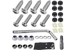 Karuzka 3rd-Gen Upgraded Anti Theft License Plate Screws Kit, Rustproof Stainless Steel License Plate Bolts, M6 (1/4") Fasteners with Caps, Front & Rear Mounting Hardware for Car, Truck, Motorcycle