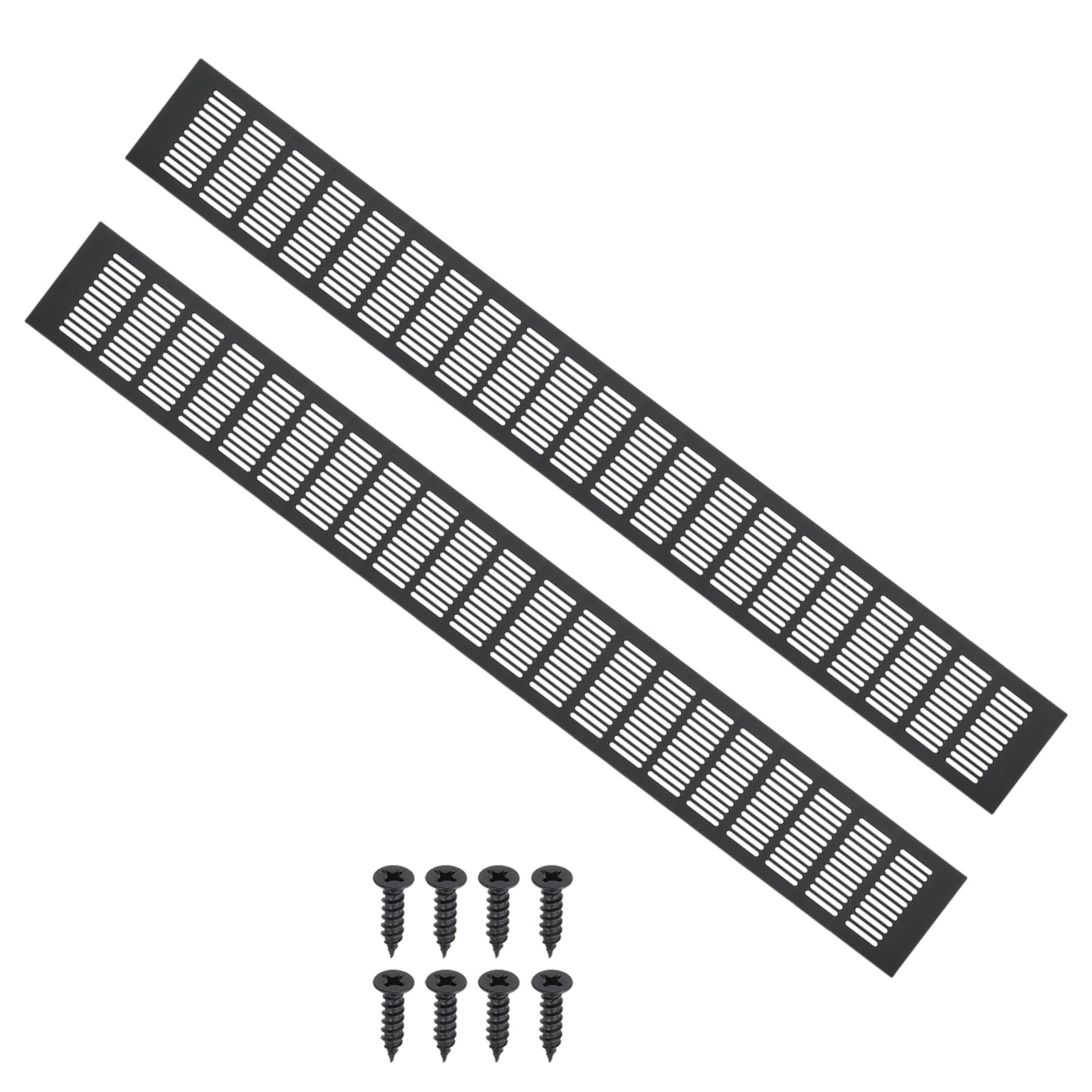 PATIKIL 31.5 x 4 Inch Door Air Vent Cover, 2pcs Aluminum Grille Ventilation Cover Louvered with Mounting Screws for Cabinet Wardrobe Door, Black