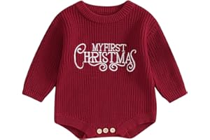 MA&BABY My First Christmas Baby Christmas Sweaters Letter Embroidered Long Sleeve Fall Winter Knitted Pullover