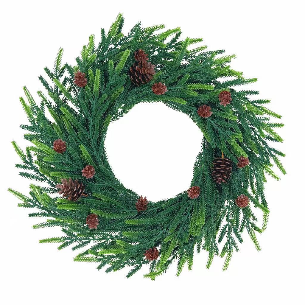 Photo 1 of 20 inch Christmas Wreath for Front Door - a Realistic Blend of Artificial Wreaths and Pine Cones, Used to Decorate Walls, Windows, porches, farmhouses, Indoor and Outdoor Decorations