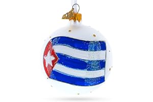BESTPYSANKY Flag of Cuba Blown Glass Ball Christmas Ornament 3.25 Inches