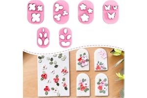 KEOKER Polymer Clay Cutters - Mini Clay Cutters for Polymer Clay Earrings Making, 6 Shapes Floral & Leaf & Butterfly Micro Clay Cutters, Clay Cutters for Polymer Clay Jewelry