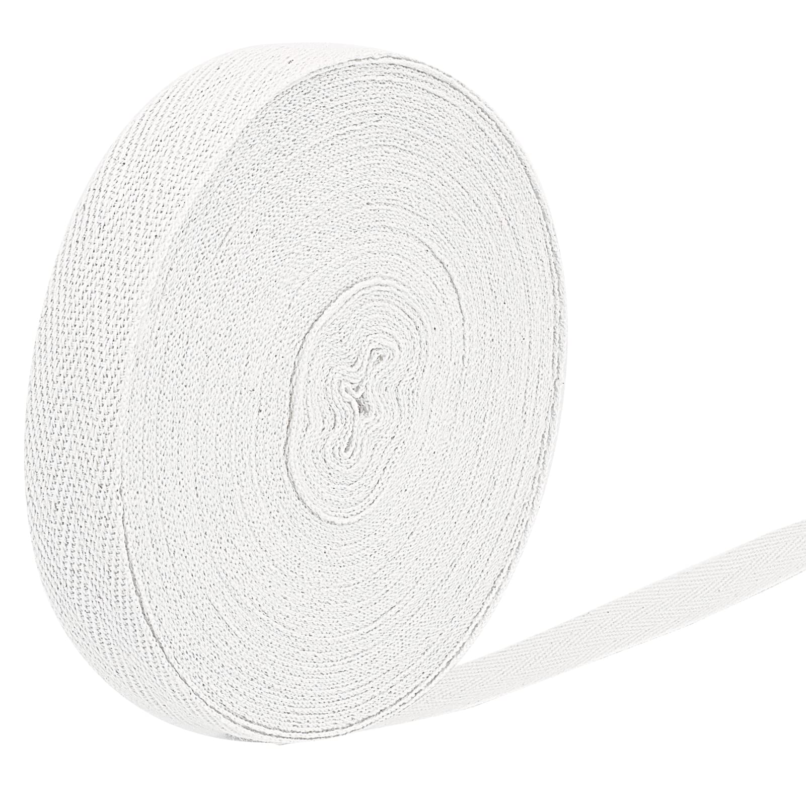 BEHAHAI Cotton Herringbone Ribbon 15m x 20mm White Bias Binding Tape for Sewing, Dressmaking, Alterations, Crafts