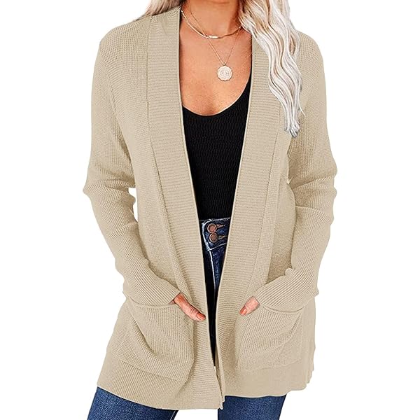 imesrun Womens Open Front Cardigans Casual Long Sleeve Classic