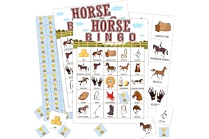 Qssfdgg Horse Farm Bingo Cards, 24 Player Pony Party Bingo Game for Family Adult, Cowgirl Cowboy Party Favor, Large Group Party Celebration Activity -05