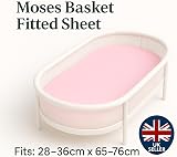 DUDU N GIRLIE Moses Basket Sheets Fully Fitted 75x30 Pack 2 Grey Pink view 3