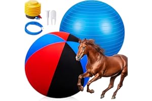 Suilung 40 Inch Giant Herding Ball with Cover Anti Burst Ball Please Watch VCR for How to Inflation Horse Toys for Horses Stall Entertainment Play, Pump Included(Red, Red, Black, Stylish)