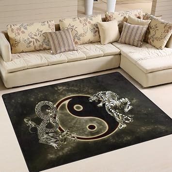 Amazon De Ingbags Teppich Motiv Chinesischer Drache Tai Bagua