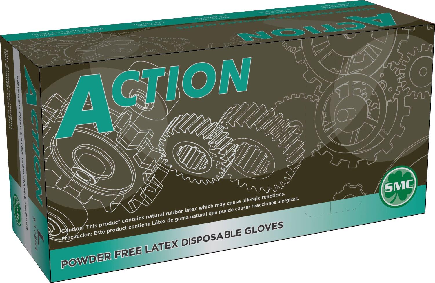 Shamrock Action 7 mil Disposable Gloves, Powder Free, Latex, Fully Textured, Industrial, Biodegradable Latex (Large)