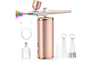 ENAUD Airbrush Kit With Compressor - Rechargeable Cordless Airbrush for Nails Paint Tattoo Art Makeup Painting Cake Decor Non-Clogging High-Pressure Air Brush Set with 0.3mm Nozzle