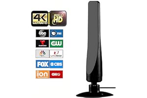 WAGO Indoor Digital TV Antenna – for Smart and Older TVs, 8K 4K Full HD Compatible, 350+ Miles Range Smart Antenna with Advanced Amplifier Signal Booster & 10ft Coaxial Cable [2023 Upgrade]