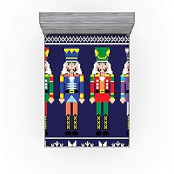 Lunarable Nutcracker Fitted Sheet, Colorful Retro