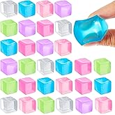 Poen 30 Pcs Stress Balls Fidget Toys Cube Toys Fidget Stress Relief Sensory Cube Balls 0.98 x 0.98 Inches for Adults Party Favors Gifts, Random Colors