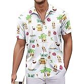 Simmashah Mens Hawaiian Shirt, Short Sleeves Button Down Beach Clothing, Unisex Summer Flamingos Casual Aloha Floral Shirts