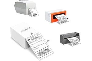 MakerKing 4x6 Thermal Labels, White Mailing Fanfold Postage Direct Thermal Printer Shipping Label (100 4x6 Fanfold Labels), Compatible with Rollo, MUNBYN, iDPRT, Polono, Zebra Thermal Label Printer