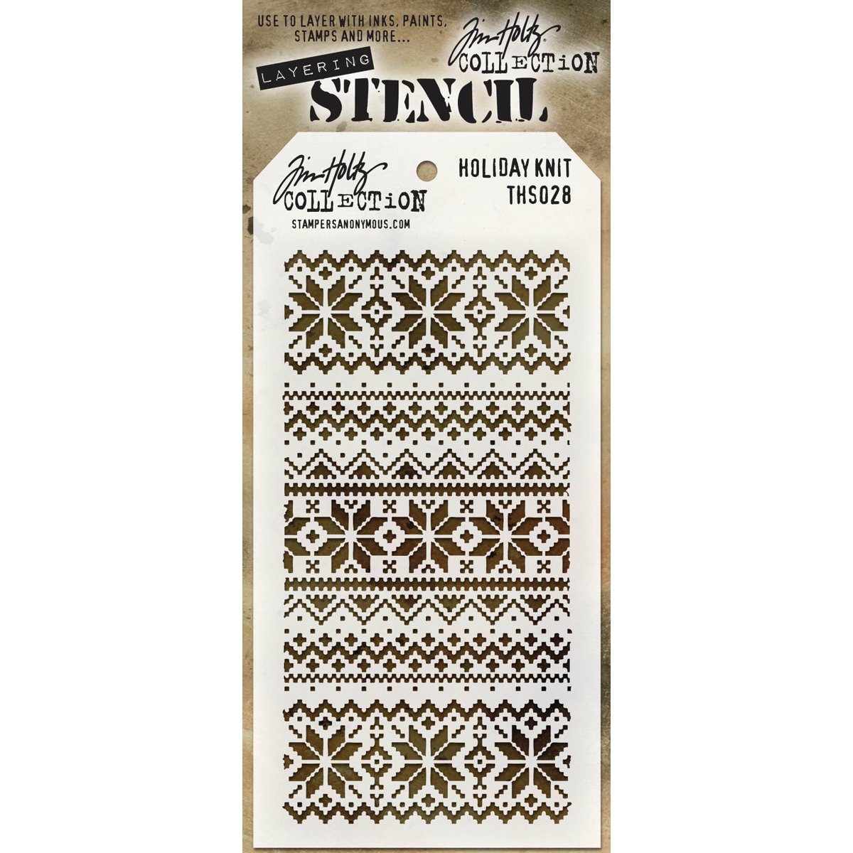 Stampers Anonymous Plastic Tim Holtz Layered Stencil 4.125-inch x 8.5-inch, Holiday Knit
