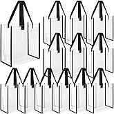 12 Pcs Bulk Stadium Approved Clear Tote Bags 12 x 12 x 6 Inch Large Clear Plastic Tote Bag with Handles for Work Sports