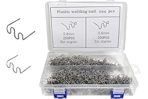 Gasedin 500PCS Hot Staples Bumper Welding Rods, 0.6mm 0.8mm Bumper Repairing Plastic Welding Kit, Metal Wave Shape Hot Staple