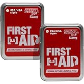 Adventure Medical Kits 0.5 First Aid Tin, Red, Pack of 2 | Stylish Hinged-Lid Tin Includes Die-Cut Moleskin for Blisters Plus Antiseptic &amp; Alcohol Wipes for Cleaning Wounds